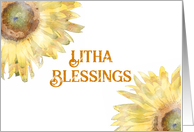 Litha Summer Solstice Blessings Yellow Sunflowers Watercolor card
