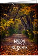 Mabon Autumn Equinox Blessings Fall Leaves Tree Lined Street card
