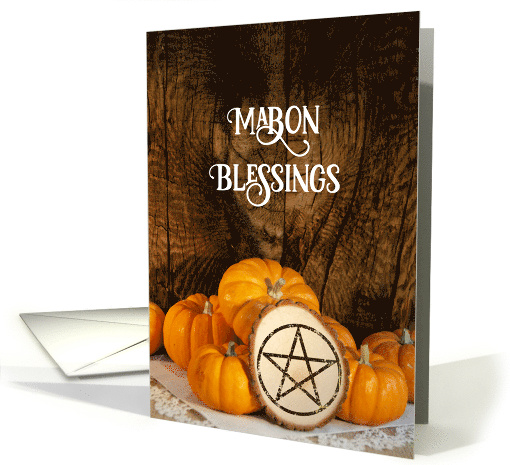 Mabon Blessings Rustic Orange Pumpkins card (1777402)