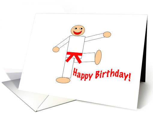Happy Birthday - Martial Arts Red Belt card (182800)