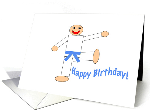 Happy Birthday - Martial Arts Light Blue Belt card (182806)