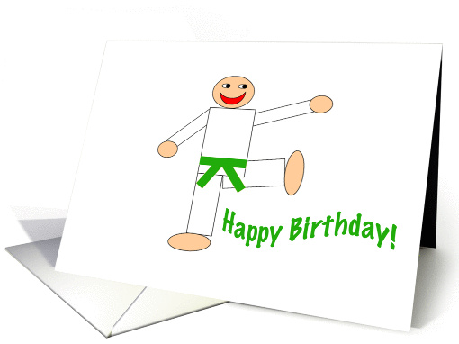 Happy Birthday - Martial Arts Green Belt card (182810)