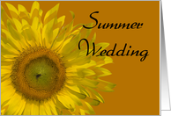 Yellow Sunflower on Orange Summer Wedding Save the Date Announcement card