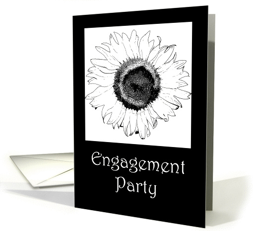 Engagement Party Invitation - Black and White unflower card (386471)
