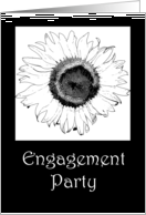 Engagement Party Invitation - Black and White unflower card