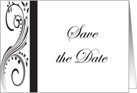 Save the Date Wedding Announcement - Black and White Swirls card