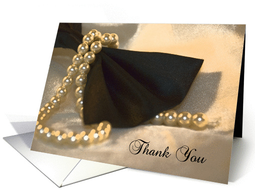 Wedding Gift Thank You Black Bow Tie and Pearls card (498568)