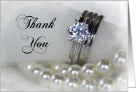 Thank You Note Wedding Rings and Pearls card