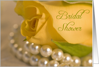 Bridal Shower Invitation Yellow Rose and Pearls card