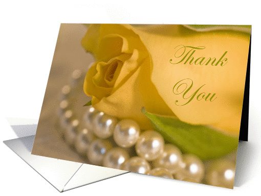 Thank You Note Yellow Rose and Pearls card (584679)