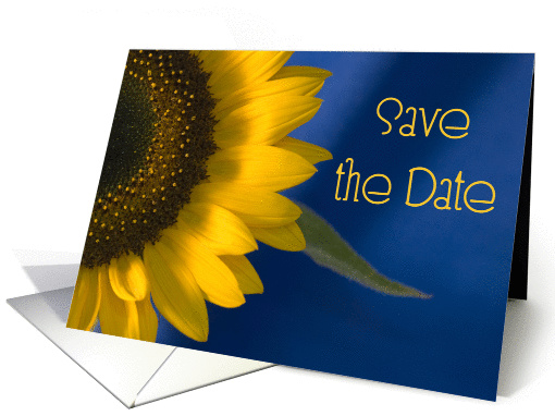 Wedding Save the Date Sunflower on Blue card (597353)