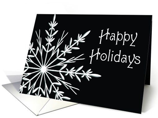 White Snowflake on Black Business Happy Holidays card (698475)