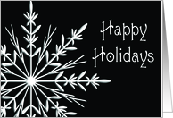 White Snowflake on Black Business Happy Holidays Card
