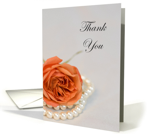 Elegant Orange Rose and Pearls Thank You Note card (805315)