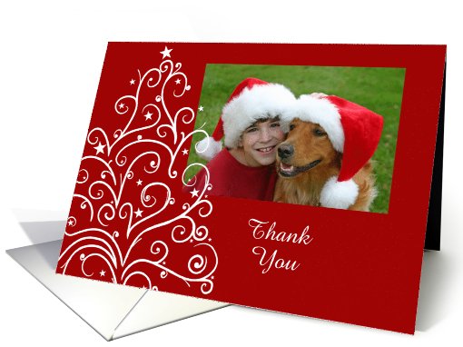 Christmas Tree Thank You Photo Card Red and White card (858819)