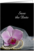 Wedding Save the Date Pink Orchid and Pearls Custom Personalized card