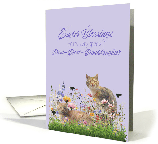 Great Great Granddaughter Easter Cats in Wildflowers card (1829078)