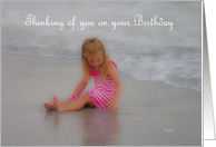 Birthday Thinking of You Child Sitting in Surf card