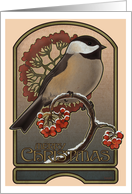 Chickadee and the Red Berries - Christmas card