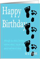 Happy Birthday Triplet - Footprints card