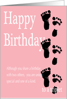 Happy Birthday Triplet - Footprints card