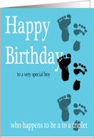 Happy Birthday Triplet - Footprints card