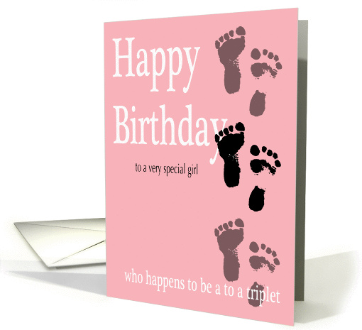 Happy Birthday Triplet - Footprints card (214974)