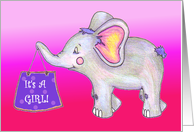 It’s A Girl! Cute Baby Elephant. card