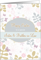 Happy Easter to my sister & brother in law, florals, teal, purple card