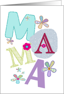 Mama, happy mother’s day in Dutch, letters and flowers, white card