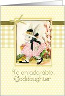 happy Easter to my goddaughter, vintage bunny, ribbon effect, card
