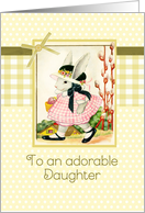 happy Easter to my adorable daughter, vintage bunny, ribbon effect card