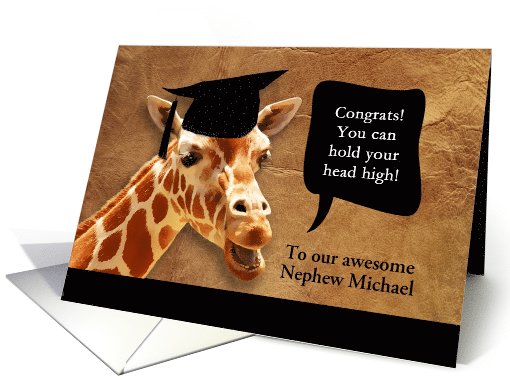 Congrats on graduating, customizable card, smiling giraffe card