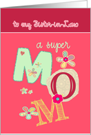 to my sister in law, happy mother’s day, bright letters & florals card
