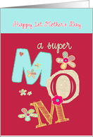 happy first mother’s day, bright letters & florals card