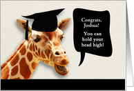 Joshua, Congrats on graduating, customizable card, giraffe card