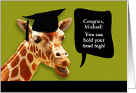 Michael, Congrats on graduating, customizable card, giraffe card