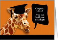 Oliver, Congrats on graduating, customizable card, giraffe card