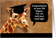 Congratulations on your MA Degree, smiling giraffe card