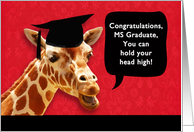 Congratulations, MS Graduate, smiling giraffe card