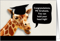 Congratulations, MS Graduate, smiling giraffe card