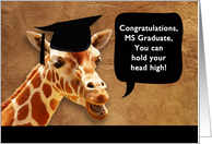 Congratulations, MS Graduate, smiling giraffe card