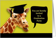 Invitation graduation party, giraffe with mortarboard card