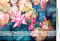 Happy 77th Birthday, Mom, watercolor painting, water lillies card