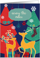 across the miles, retro Christmas card, reindeer card