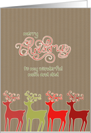 Merry Christmas to my parents, reindeers, kraft paper effect card