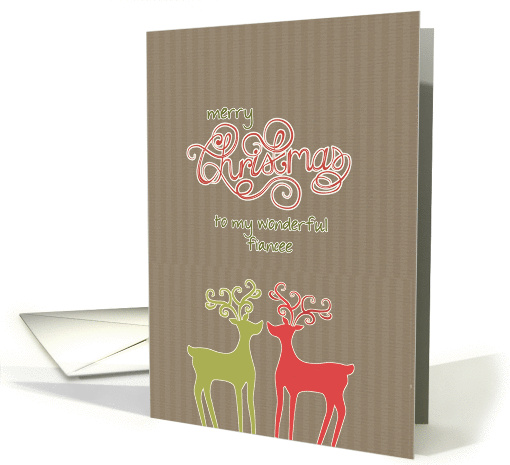 Merry Christmas to my fiancee, reindeers, kraft paper effect card