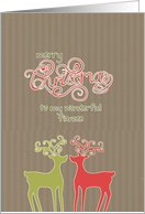 Merry Christmas to my fiancee, reindeers, kraft paper effect card