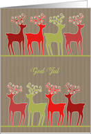 Merry Christmas in Norwegian, reindeer, kraft paper effect card