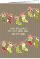 Merry Christmas in Vietnamese, stockings, kraft paper effect card